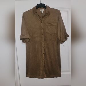 Halston Brown Suede-like Mini Dress NWT womens size Small